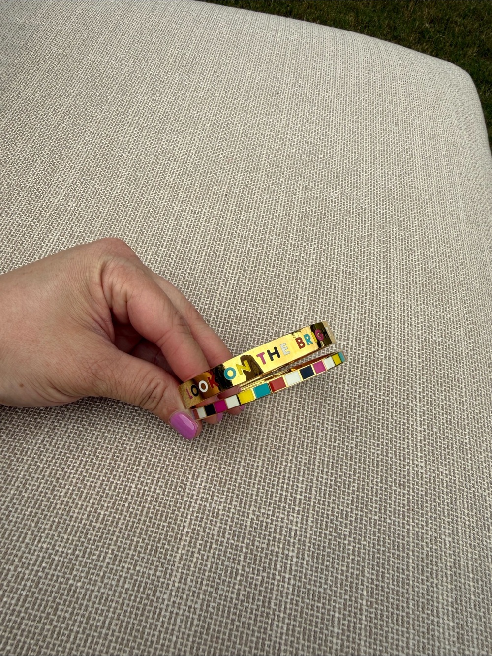 Kate Spade set “bright side” Multicolor Enamel Bangle Bracelet - Gold Tone